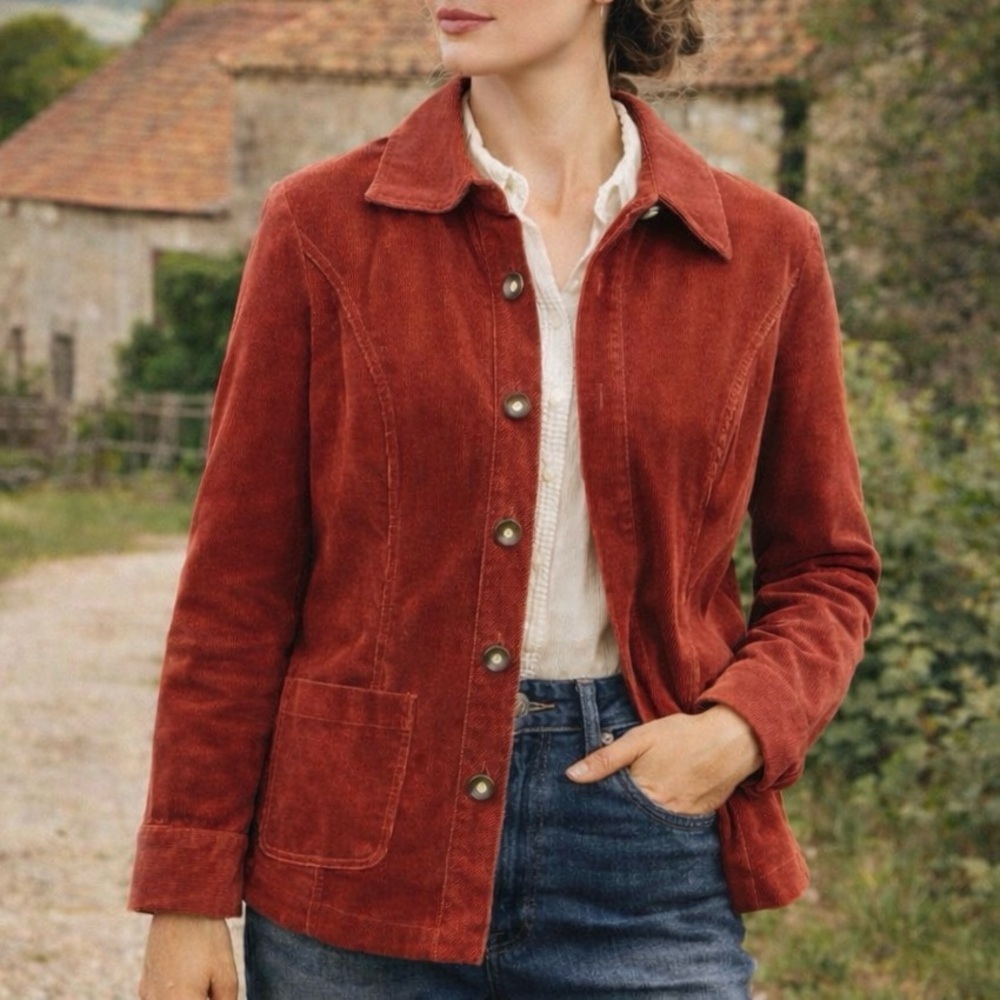 ST.‎ JOHN SPORT Vintage SJ Button Down Corduroy Shirt Jacket Shacket